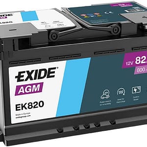 Baterie auto EXIDE 12V 82Ah 800A |BMR Acumulator de 12 V pentru autoturisme cu sistem Start-Stop, cu capacitate de 82 Ah și curent de pornire de 800 A. Tehnologie/model: AGM START-STOP. Alegeți produsul numai după verificarea dimensiunilor, polarității, fixării și specificațiilor vehiculului.