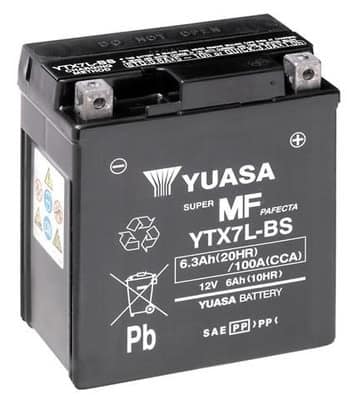 Baterie moto YUASA YTX7L-BS 12V 6Ah 100A AGM – 115×72×132 mm