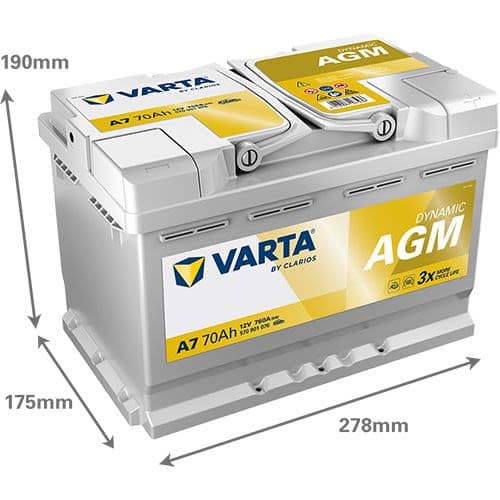VARTA Start-Stop AGM 12V 70Ah 760A - imagine 2