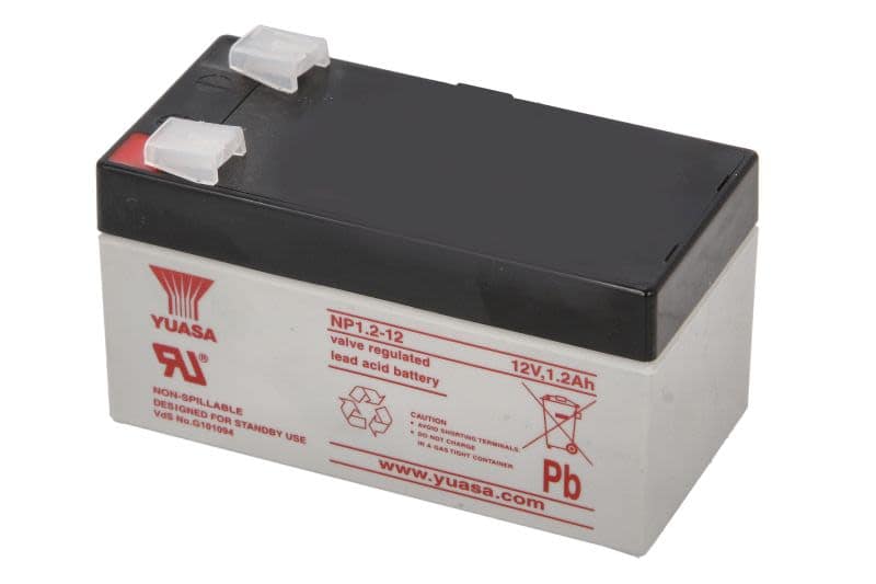 Acumulator auxiliar YUASA AGM 12V 1,2Ah – polaritate stânga, Faston 4,7 mm