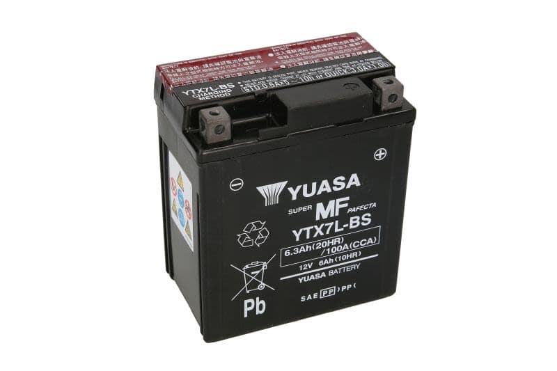Baterie moto YUASA YTX7L-BS 12V 6Ah 100A AGM – 115×72×132 mm - imagine 2